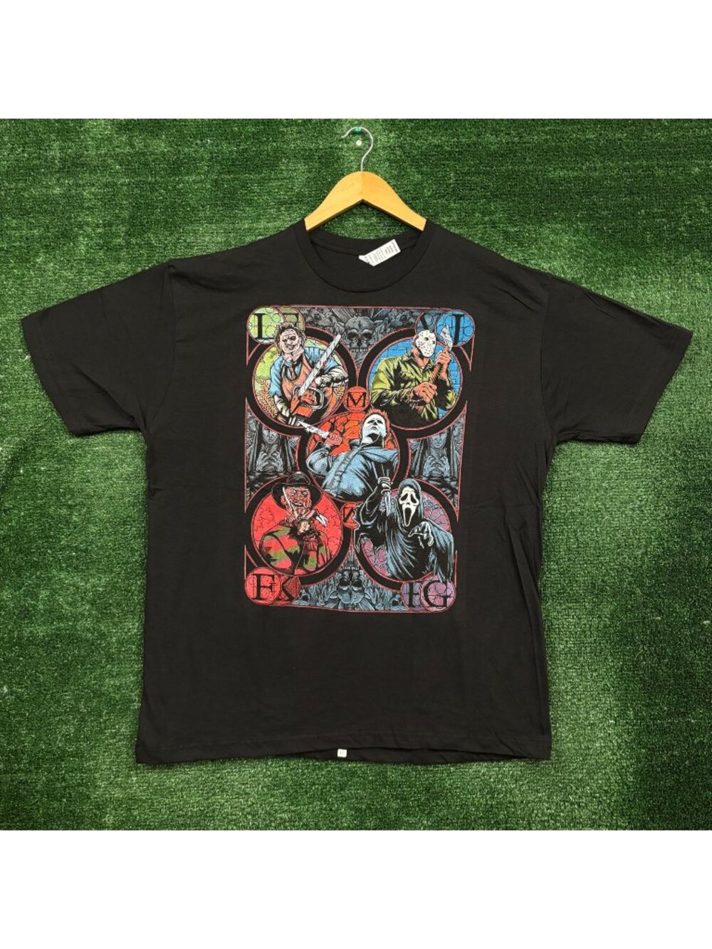Stained Glass Iconic Slashers Horror T-Shirt Size Extra Large